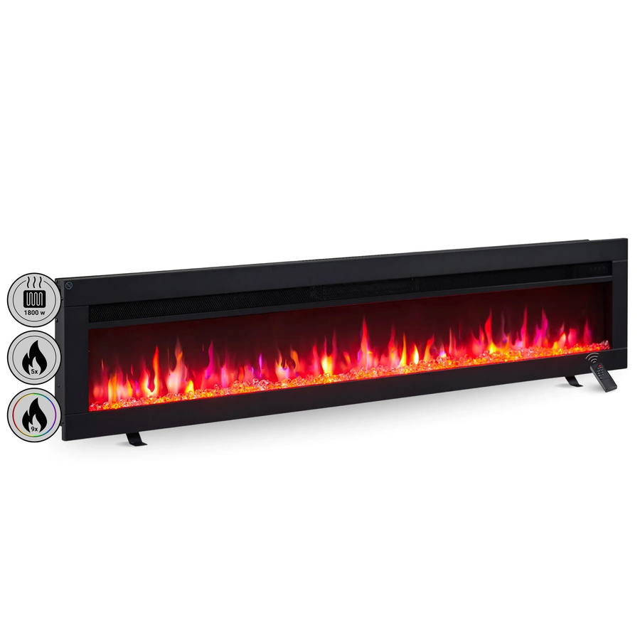 BALDERIA AG-60 Elektrokamin mit 3D-Flammeneffekt in Schwarz als Wandkamin oder Einbaukamin mit Bluetooth-Funktion - Bild 2