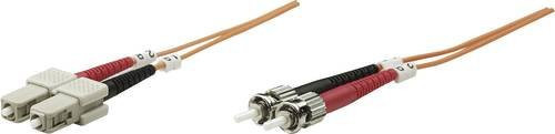 Intellinet 470100 Glasfaser LWL Anschlusskabel Orange 1,00 m 50/125 µ Multimode OM2 mit 1x ST-Stecker und 1x SC-Stecker - Bild 1