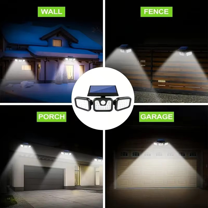 Leclstar 74 LED Solar-Flutlicht mit Bewegungsmelder und 3 Modi, wasserdichte Solar-Wandleuchte für den Außenbereich in Schwarz - Bild 5