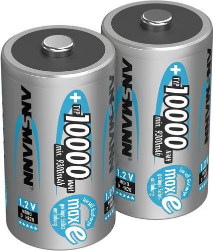 Ansmann maxE Mono D NiMH Akku Set 10000 mAh 1.2V Silber 2 Stück - Bild 2