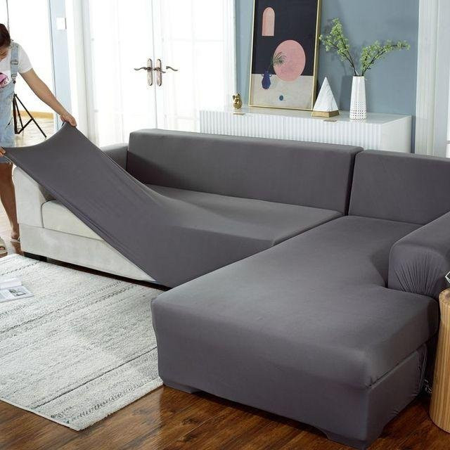 Elastischer Sofabezug von Yiran Furniture für Ecksofas, lichtgrau, Breite: 90-140 cm - Bild 1