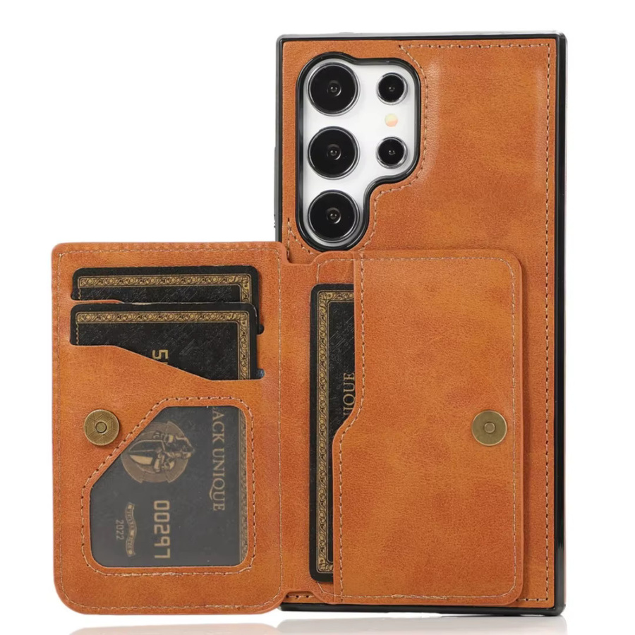 Magnetische Leder-Handyhülle mit Anti-Diebstahl-Geldbörse für Samsung Galaxy S25 Edge S24 S23 S22 S21 S20 Ultra FE S10 Plus in Braun - Bild 2