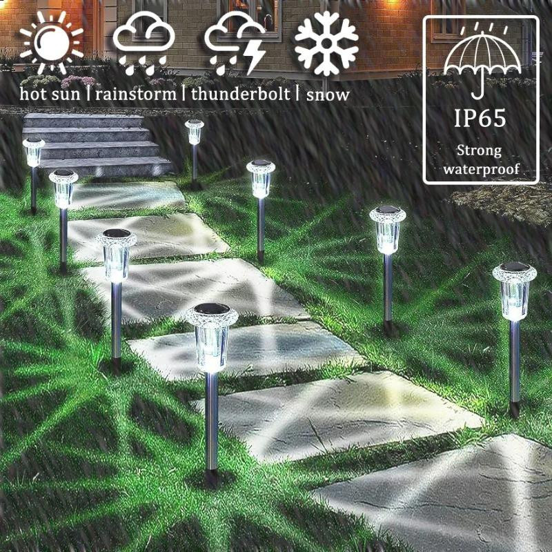 YWZT BEIMT Factory Solar Außenleuchten aus Edelstahl in Silber mit warmweißem LED-Licht und IP44 Wasserdichtigkeit für Garten und Hof - Bild 9