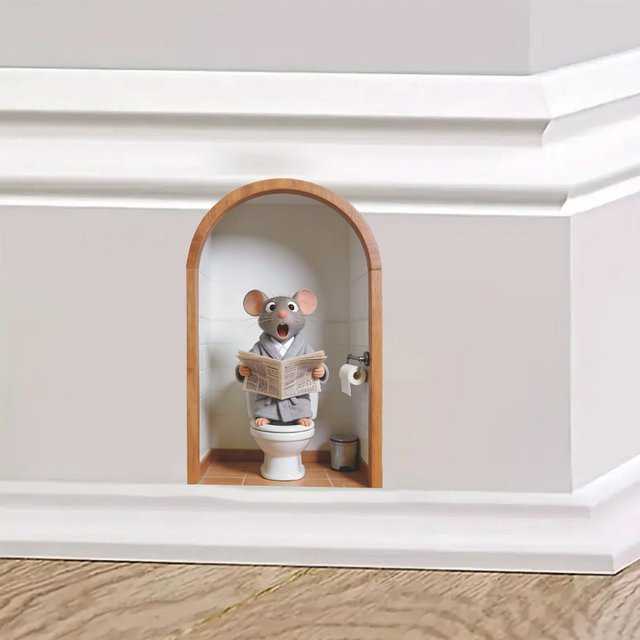 HonC Wandaufkleber Cartoon Lesende Maus Mehrfarbig als abnehmbare Dekoration für Kinderzimmer, Wohnzimmer und Studierzimmer - Bild 1