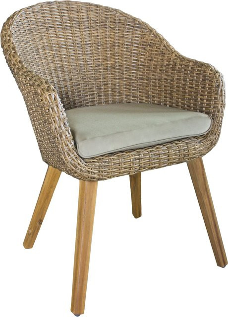 Garden Pleasure Gartensessel CARSON 2er Set aus Holz mit Armlehnen und Polsterkissen in Hellbraun - Bild 1