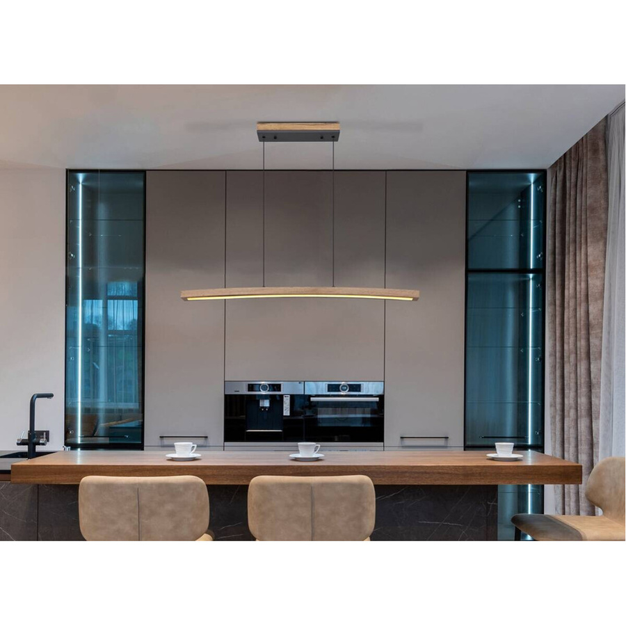 Globo LED-Pendelleuchte Doro Graphit Holzoptik dimmbar B/H/T: 7 x 120 x 100 cm - Bild 2