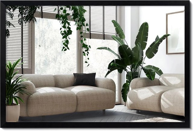 Wallfluent Rechteckiger Spiegel mit MDF-Holzrahmen in Schwarz, Breite: 40 cm, Höhe: 60 cm - Bild 1