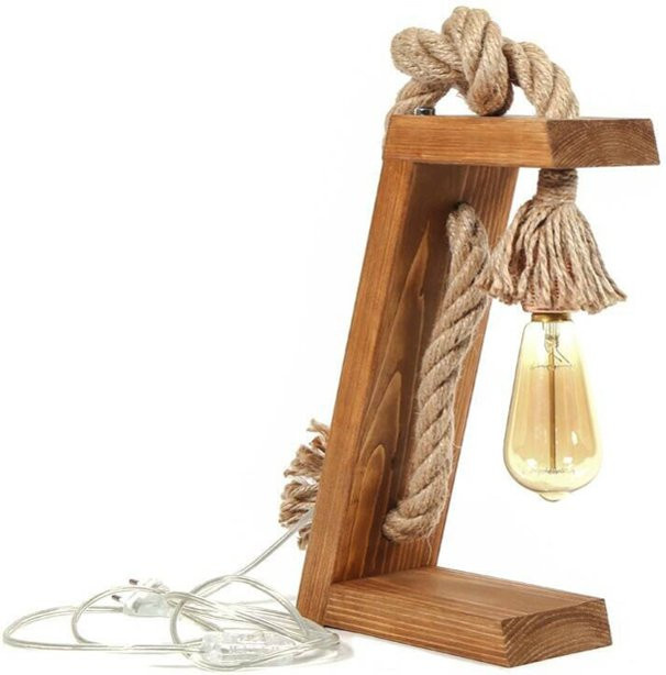 Opviq Tischleuchte aus Tannenbaumholz in Gold und Braun mit E27 Fassung, B/H/T: 35 x 20 x 10 cm - Bild 1