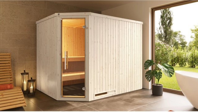 Weka Elementsauna Varberg 4 aus Fichtenholz in Braun B/H/T: 244 x 199 x 194 cm - Bild 1