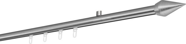 Ondeco Gardinenstange auf Maß in Edelstahl-Optik mit Deckenträger und Gleitern, 1-lauf, Länge: 310 cm - Bild 1