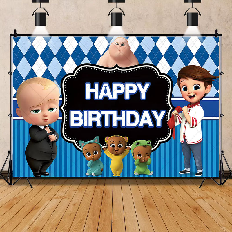 Disney Boss Baby Party Banner Motiv für Kindergeburtstag als dekorativer Fotohintergrund in Mehrfarbig - Bild 3