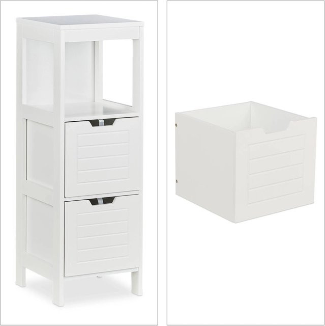 Relaxdays Badezimmerschrank aus MDF in Weiß im Landhausstil, B/T/H: 90 x 30 x 30 cm - Bild 1