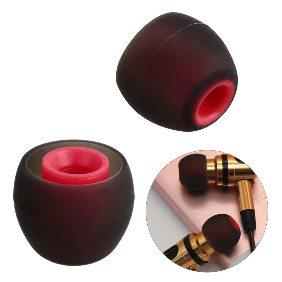 12 Stück Universal Silikon-Ohrpolster für In-Ear-Kopfhörer, 3,8 mm, Schwarz und Rot - Bild 2