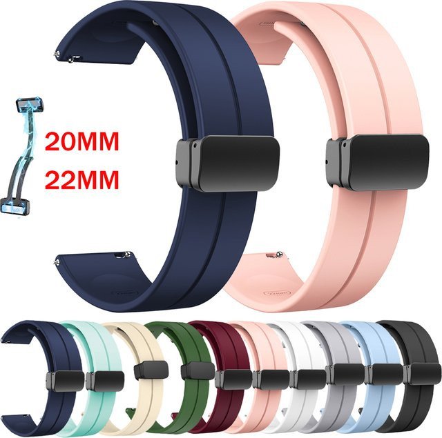 Uhrenarmband Silikon, 20 22 mm, Schwarz, Unisex - Bild 1