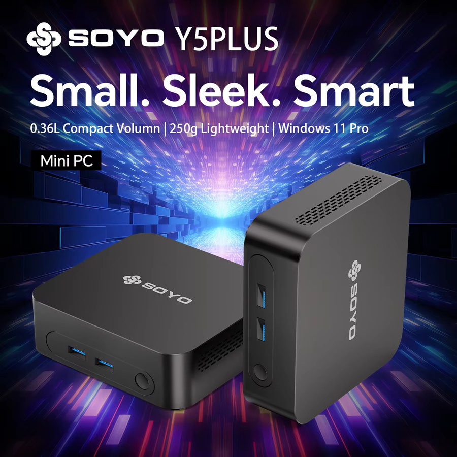 SOYO Mini-PC Y5 PLUS Desktop-Computer mit Intel Core i7 4600U, 8 GB RAM, 128 GB ROM, Windows 11 Pro, WiFi und Bluetooth, Schwarz - Bild 2