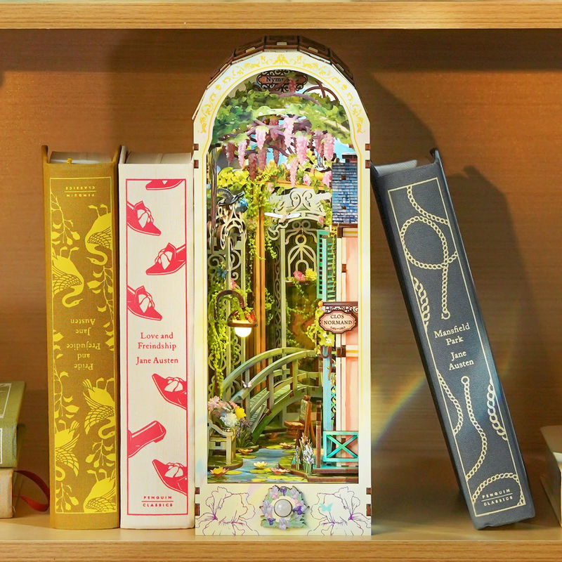 Tonecheer Book Nook 3D DIY Miniaturhaus Maison Miniature aus Holz mit LED und floralem Design, mehrfarbiges Bastelset für Erwachsene - Bild 2