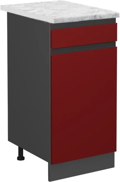 Vicco Küchenunterschrank R-Line Schubladenschrank in Rot/Anthrazit mit Marmor-Optik, B/T/H: 81,6 x 40,0 x 46,0 cm - Bild 1
