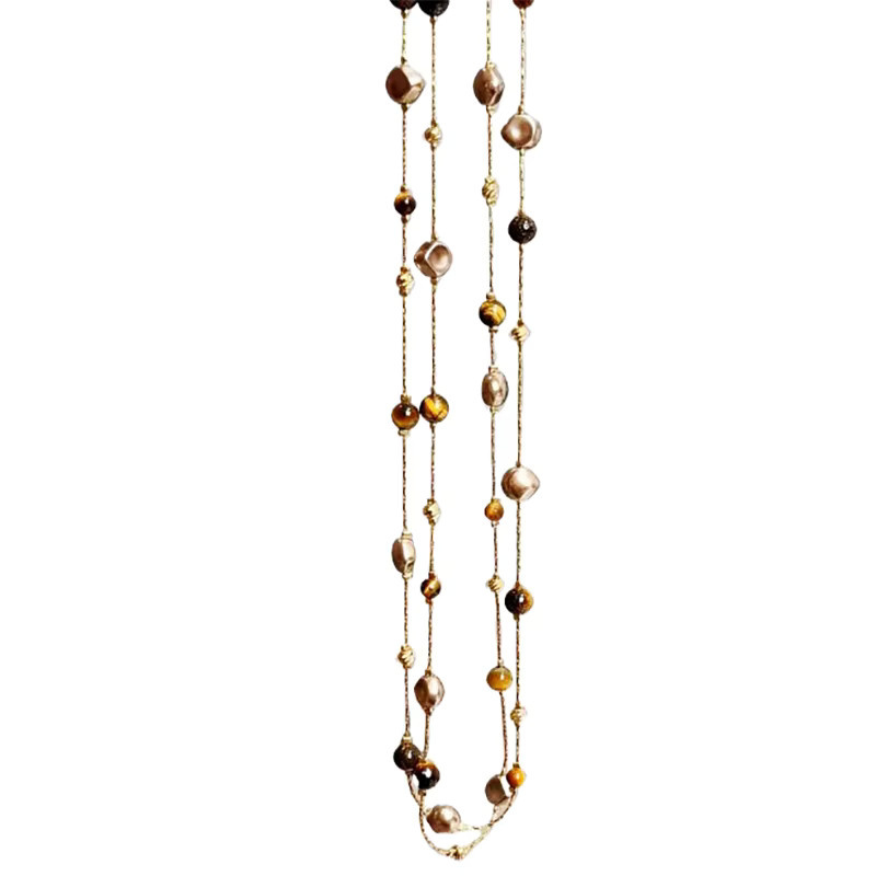 Taoya Halskette, Tigerauge Stein, Perle, Gold, Damen - Bild 5