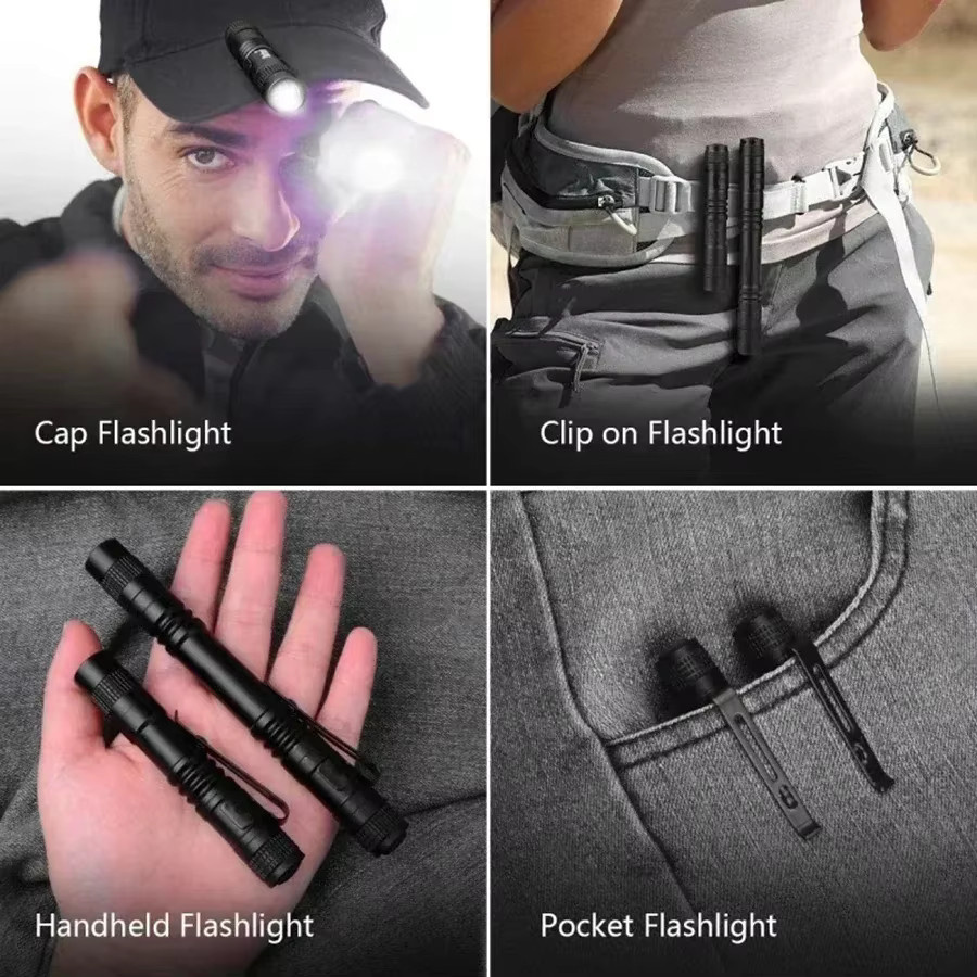 KDULIT Tragbare Mini-LED-Taschenlampe aus Metall in Schwarz für Camping, Garten und Notfälle - Bild 3