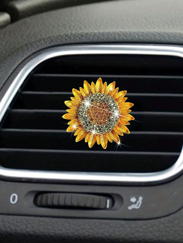 CHEGES Sonnenblumen Fahrzeug Duft Lufterfrischer mit floralem Aroma, Gelb, Kunstharz - Bild 4