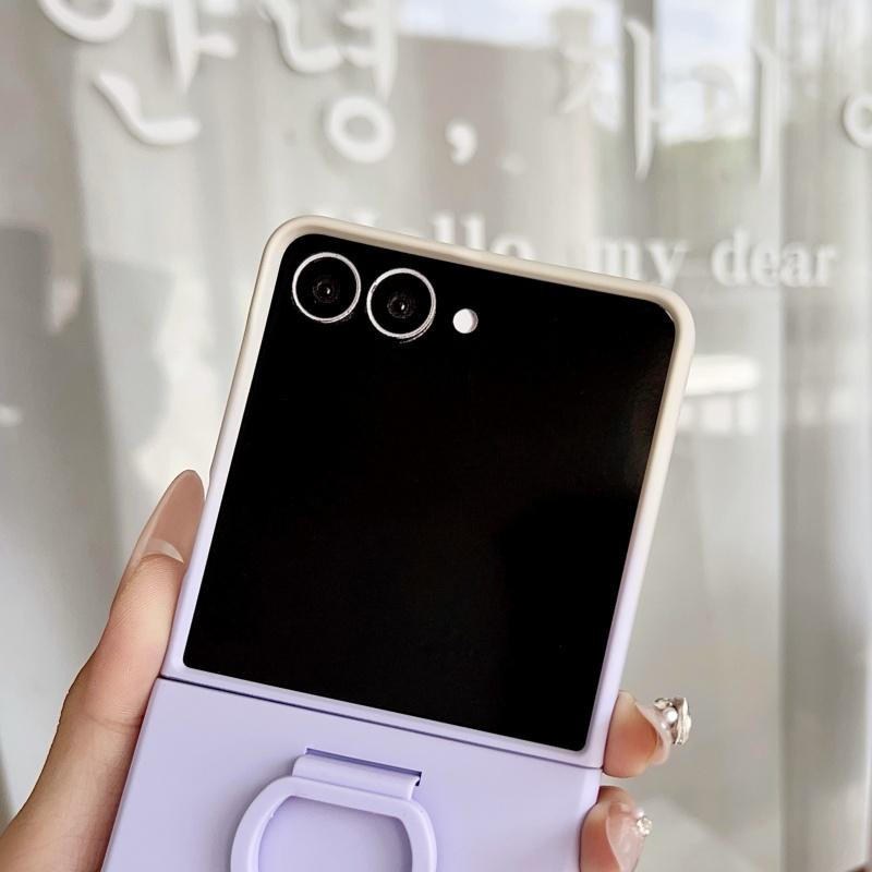 Samsung Galaxy Z Flip 6 und Z Flip 7 FE Silikon Schutzhülle mit Ring in Bonbonfarben und Farbverlauf Matt - Bild 3