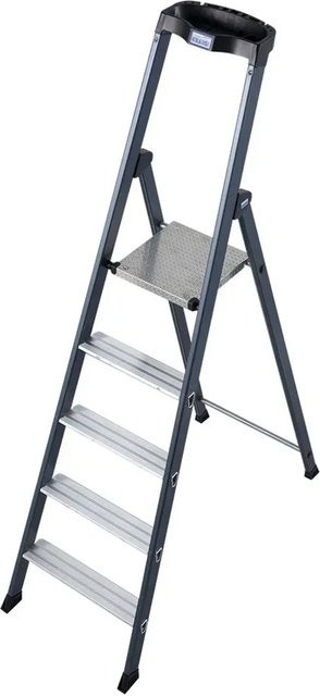 Krause Stufenstehleiter aus Aluminium in Silber mit 5 Stufen - Bild 1