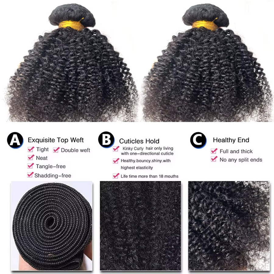 Dula A Hair Afro Kinky Lockige Haarbündel, Echthaar, Schwarz, Damen - Bild 2