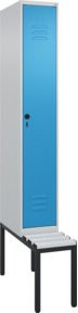 C+P Spind Classic PLUS Garderobenschrank mit Sitzbank, 1 Abteil, Lichtgrau, B/H/T: 212,0 x 81,5 x 30,0 cm - Bild 1