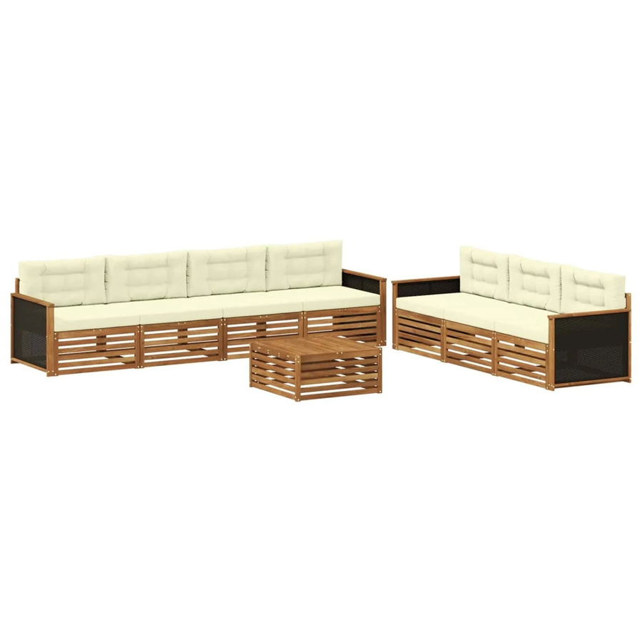 vidaXL Outdoor-Sofagarnitur aus Akazienholz mit Polstern, 8-teilig, Natur und Beige, B/T/H: 79 x 79 x 37 cm - Bild 2