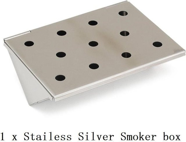 Bestbags V-förmige Räucherbox aus Edelstahl in Grau für Grill und BBQ mit Deckel zur Verwendung von Holzspänen und Pellets - Bild 1