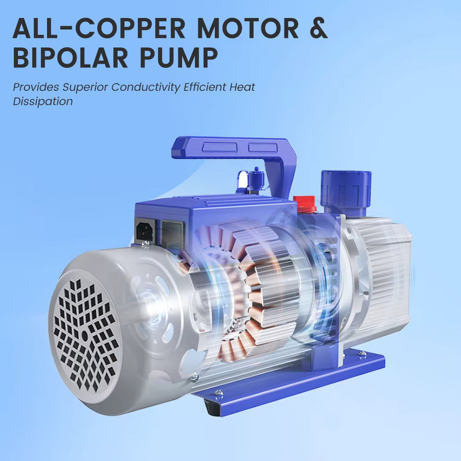 Podofo 2RS-4 Zweistufige Drehschieber-Vakuumpumpe in Blau für Auto-HVAC-Klimaanlagenreparatur mit 10CFM und 2HP Hochleistung - Bild 2