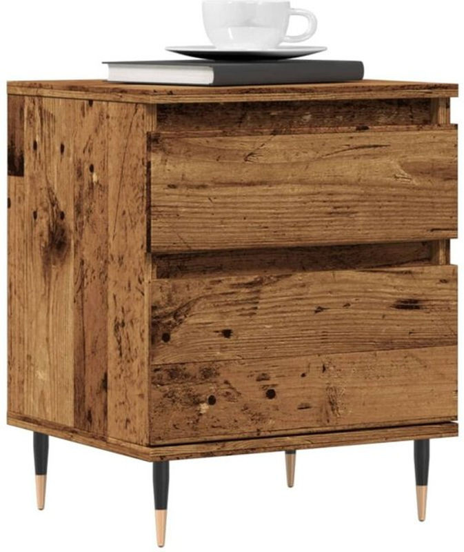 Vidaxl Set aus 2 Nachttischen in Altholz-Optik Braun, Modernes Design aus Holzwerkstoff und Metall, H x B x T: 50 x 40 x 35 cm - Bild 1
