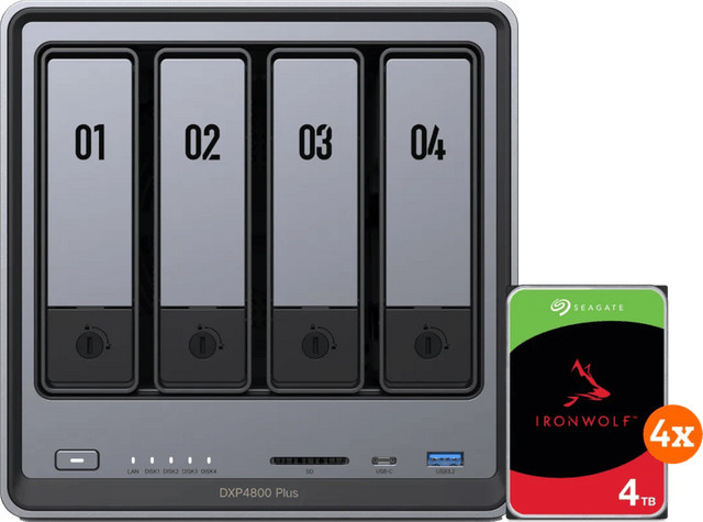 UGREEN NASync DXP4800 Plus NAS-System mit 4 Seagate Ironwolf 4TB HDDs in Grau - Bild 1