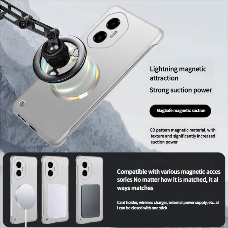Magnetische Honor Handyhülle in Green, ultradünne metallische rahmenlose Schutzhülle für Honor 300 Ultra und Honor 200 Smart Pro Lite, stoßfest und glänzend - Bild 2