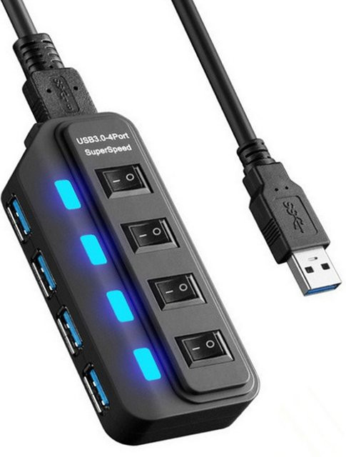 IPUMYNO Switch Extension Hub 4-Port USB 3.0 Splitter in Schwarz - Bild 1