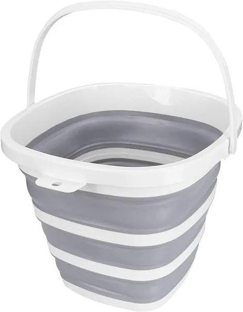 Faltbarer Silikon Eimer von Yiran Furniture in Weiß für Badezimmer, Küche, Camping und Autowäsche mit 10l Fassungsvermögen - Bild 1
