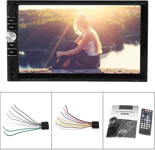 Wosawe Outdoor Sports 7 Zoll Doppel-DIN Auto Multimedia Player mit Bluetooth und USB, Audio Stereo FM Radio Touchscreen in Beige - Bild 1