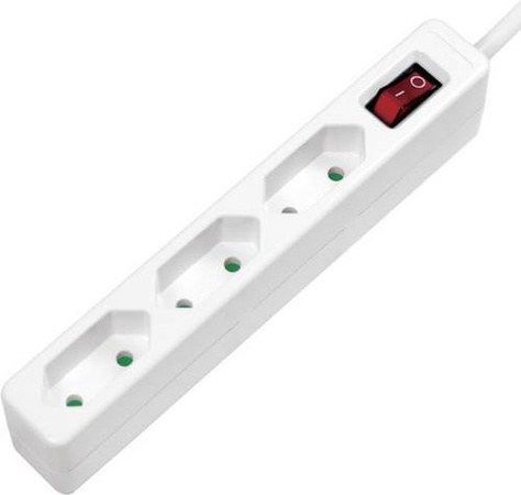 LogiLink LPS230 Steckdosenleiste mit 3-fach Schalter in Weiß mit Konturenstecker
