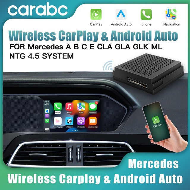 CARABC Kabelloses CarPlay und Android Auto Interface für Mercedes Benz NTG4.5 Modelle in Schwarz - Bild 1