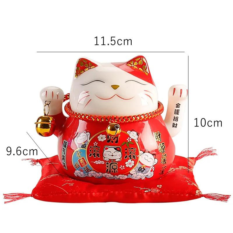 Winkende Glückskatze Maneki-Neko aus Keramik von cerakorie, batteriebetrieben, Japanischer Stil, Höhe: 11,4 cm - Bild 4