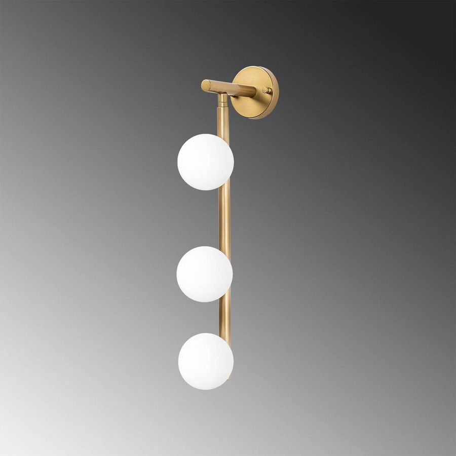 Opviq Wandleuchte in Gold aus Metall und Glas mit 3 G9 Brennstellen, B/H/T: 24 x 59 x 10 cm - Bild 2