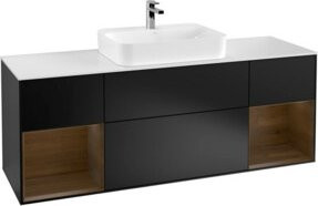 V&B Waschtischunterschrank Finion mit Wandbeleuchtung, Breite: 160 cm, Farbe: Weiß lackiert - Bild 1