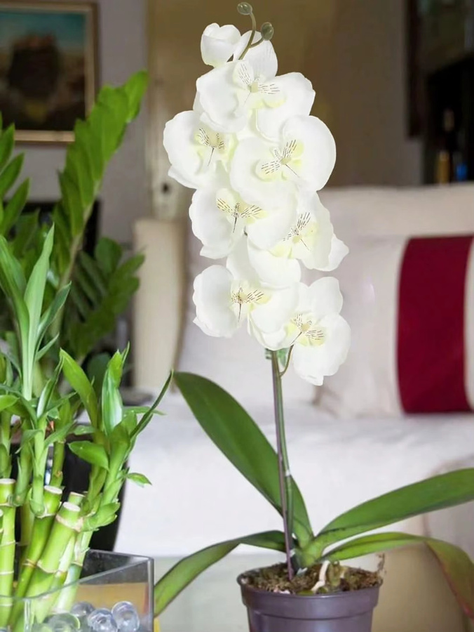 Uflower Künstliche Schmetterlings-Orchidee aus Seide in Weiß für Hochzeitsstrauß und DIY-Dekoration - Bild 3