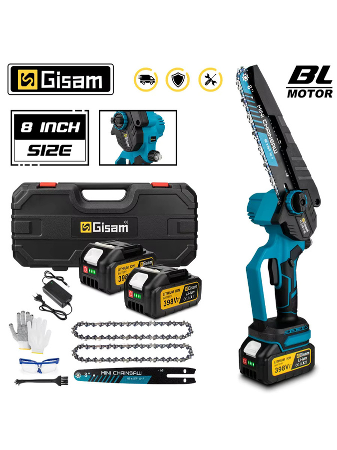 Gnto 8 Zoll bürstenlose elektrische Kettensäge in Blau, kompatibel mit Makita 18 V Akku, Astsäge für die Holzbearbeitung und Gartenarbeit - Bild 6
