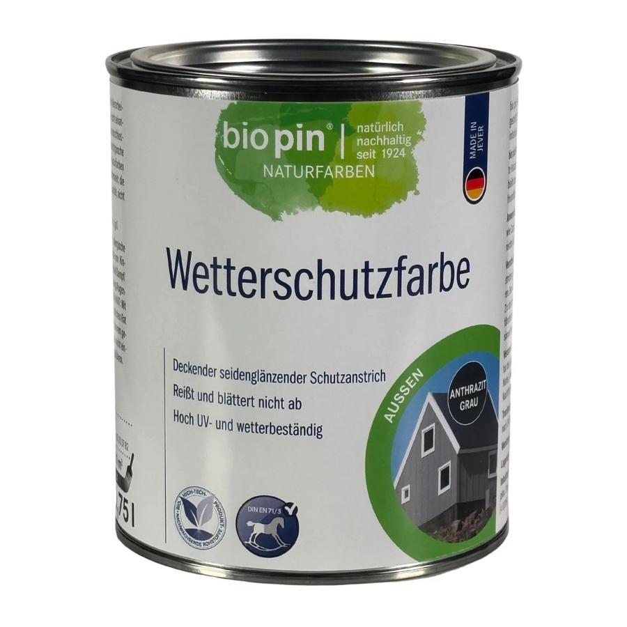 Biopin Wetterschutzfarbe für Holz in Anthrazit Grau, 0,75 l - Bild 2