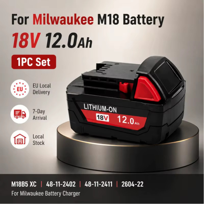 Milwaukee Ersatzakku M18 18V Li-Ion in Schwarz für kabellose Werkzeuge kompatibel mit 48-11-1815 48-11-1850 2604-22 - Bild 1