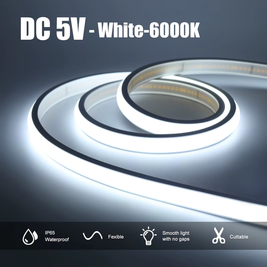 HEGEHE COB Neonlicht LED Dekorationslampe IP65 Wasserdicht, DC 5V USB, Zuschneidbar, Farbe: Weiß, Breite: 2,5 cm - Bild 3
