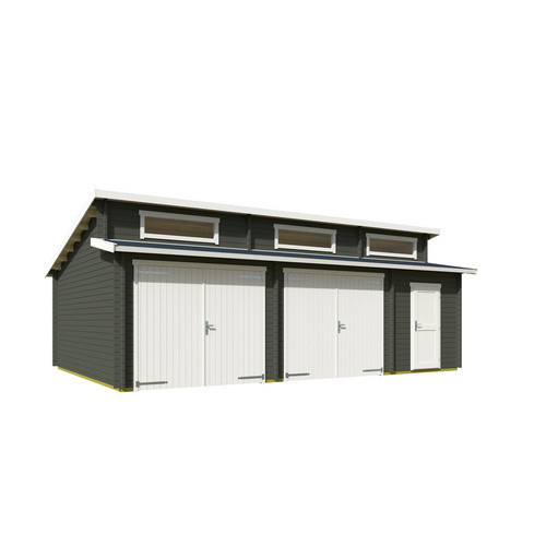 Blockgarage Lasita Maja Hawaii mit Holztoren in Grau-Grün, B/T: 820 x 579,6 cm - Bild 2