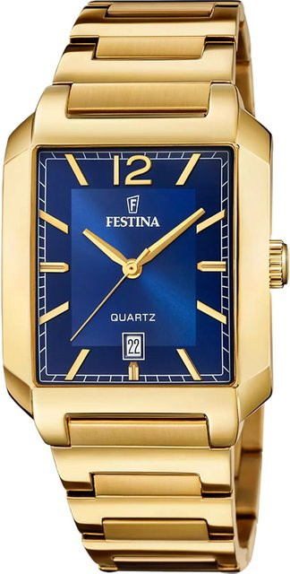 Festina Herrenuhr, Quarz, Edelstahl, Blau, 36 mm, Rechteckig - Bild 1