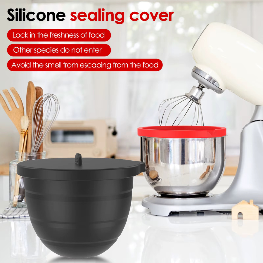 Willstar 3-teiliges Silikoneinlage-Set mit Deckel für 5 Qt Tilt Head Standmixer, schwarz, rund - Bild 2